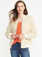 Old Navy Womens Sherpa Bomber Jacket For Women Cream Size Xl