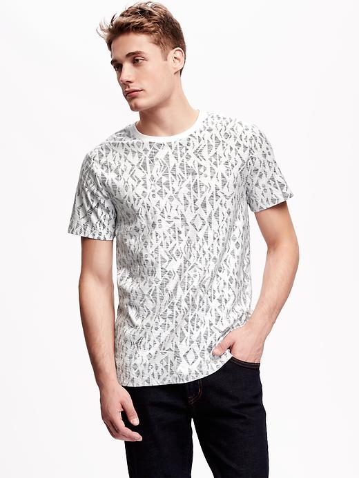 Old Navy Reverse Print Crew Neck Tee For Men - White