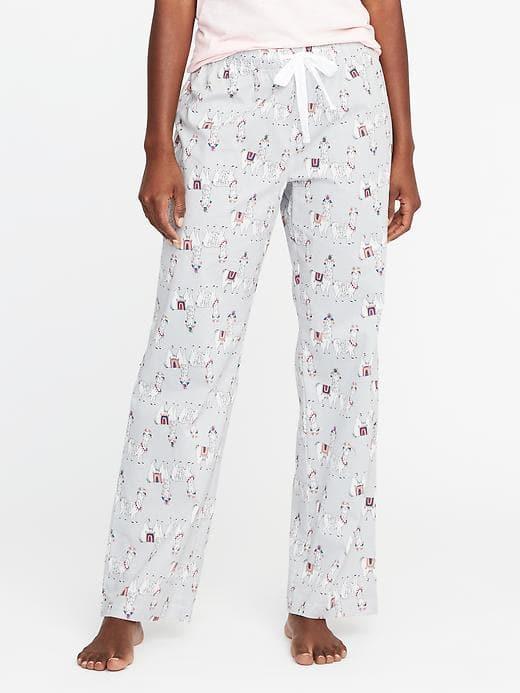 Old Navy Patterned Poplin Sleep Pants For Women - Llama