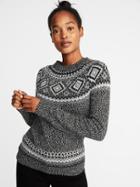 Old Navy Womens Metallic Fair Isle Sweater For Women Charcoal Heather Size Xs