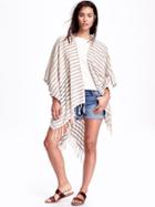 Old Navy Open Front Poncho For Women - Navy Stripe