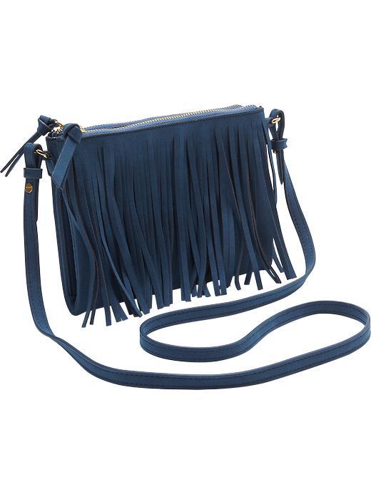 Old Navy Womens Sueded Fringe Crossbodies Size One Size - Blue