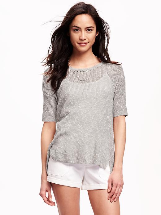 Old Navy Open Stitch Sweater For Women - Light Heather Gray
