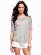 Old Navy Open Stitch Sweater For Women - Light Heather Gray