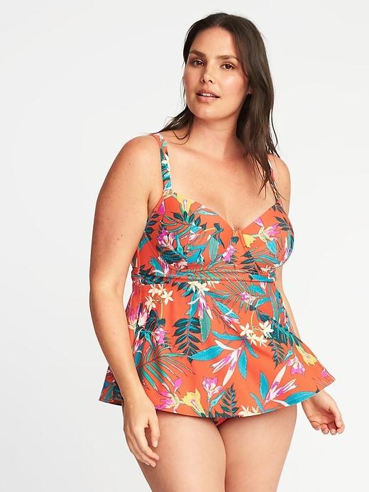 Old Navy Womens Plus-size Underwire Tankini Top Red Floral Size 1x