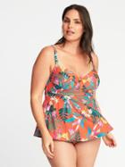 Old Navy Womens Plus-size Underwire Tankini Top Red Floral Size 1x