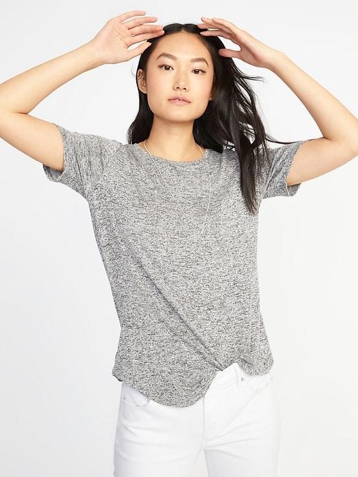 Old Navy Womens Luxe Soft-spun Curved-hem Tee For Women Light Heather Gray Size L