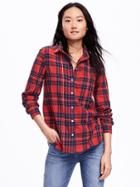 Old Navy Classic Flannel Shirt For Women - Red Tartan