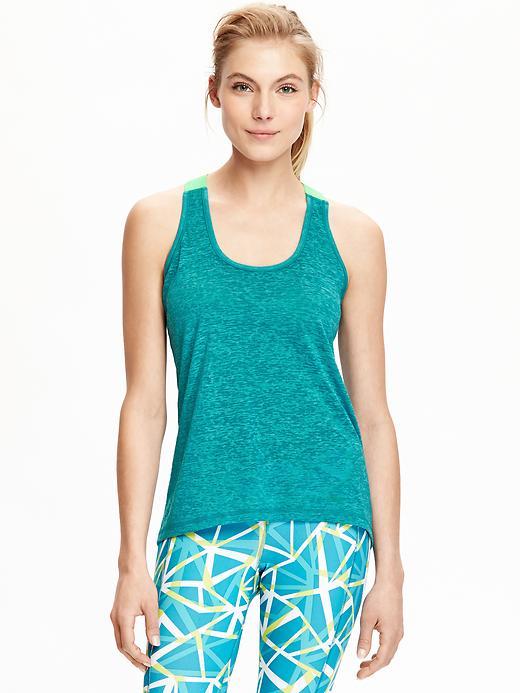 Old Navy Womens Elastic Strap Burnout Tanks Size L - Teal Tail Polyester