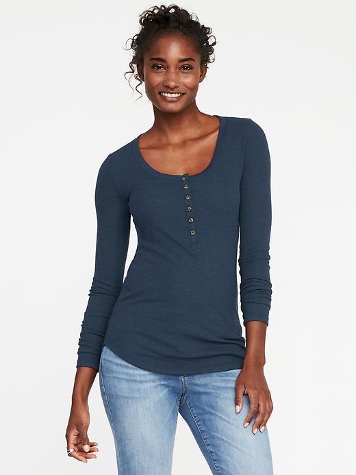 Old Navy Womens Slim-fit Rib-knit Henley For Women Fir Ever Size L