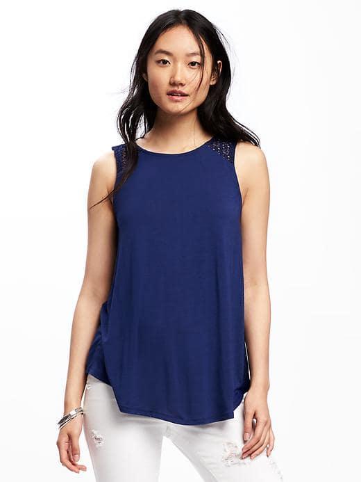 Old Navy High Neck Lace Trim Swing Tank For Women - Night Flight