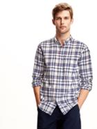 Old Navy Slim Fit Linen Blend Shirt For Men - Hyper Blue