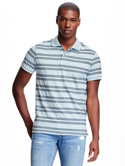 Old Navy Herringbone Striped Jersey Polo For Men - Ahoy Navy