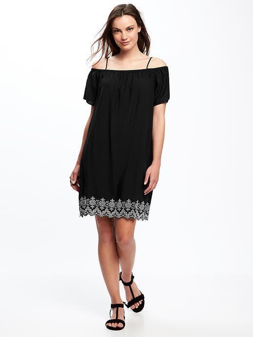 Old Navy Off The Shoulder Swing Dress For Women - Black