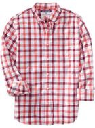 Old Navy Mens Everyday Classic Slim Fit Shirts - Coral Sunset Grid