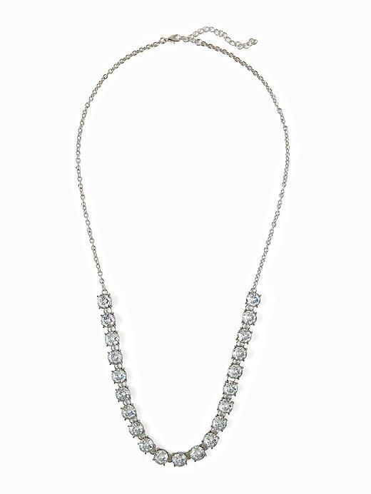 Old Navy Faceted Crystal Chain Necklace For Women - Silver