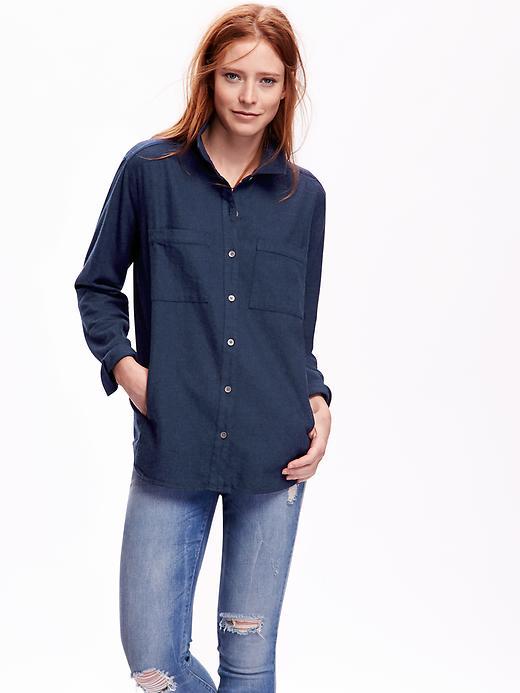 Old Navy Long Sleeve Four Pocket Shirt Jacket - Navy Heather
