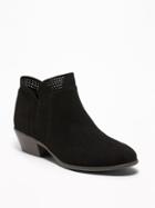 Old Navy Womens Perforated Faux-suede Ankle Boots For Women Black Size 9