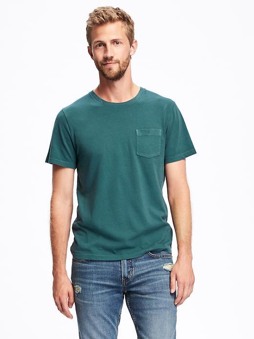 Old Navy Garment Dyed Crew Neck Pocket Tee For Men - Kelp Forest