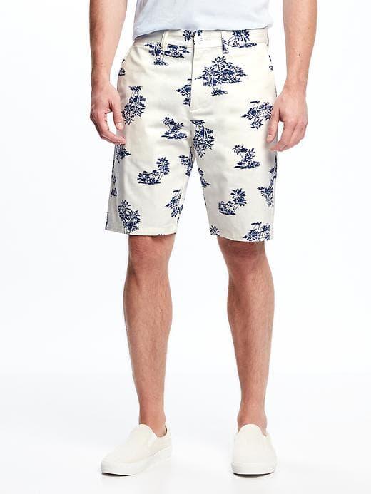 Old Navy Slim Built In Flex Ultimate Khaki Shorts For Men 10 - White Aloha