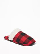 Old Navy Mens Sherpa-trim Mule Slippers For Men Red Buffalo Check Size S