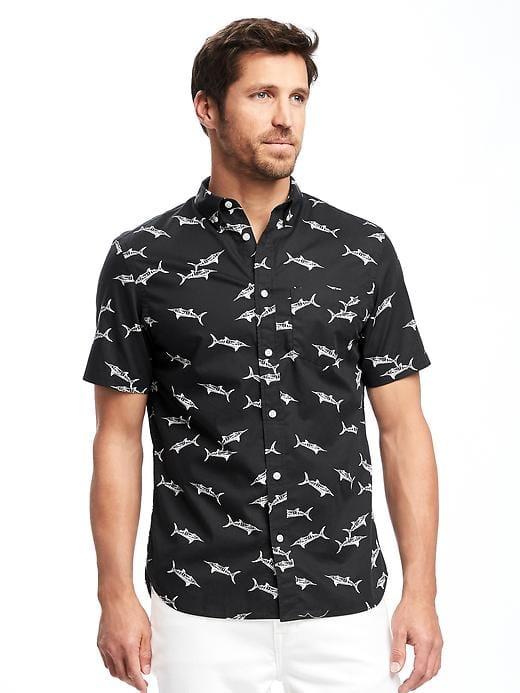 Old Navy Classic Slim Fit Poplin Shirt For Men - Blackjack