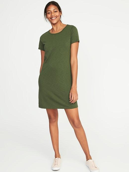 Old Navy Womens Slub-knit Tee Dress For Women Matcha Green Size S