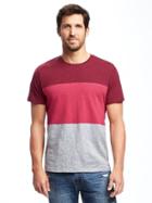 Old Navy Color Blocked Crew Neck Tee For Men - Gosh Garnet