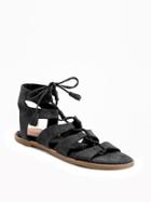 Old Navy Lace Up Gladiator Sandals For Women - Blackjack