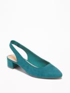 Faux-suede Sling-back Mid-heel Shoes For Women