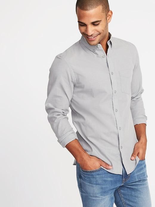 Old Navy Mens Slim-fit Poplin Shirt For Men Grayscale Size Xxl