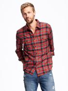 Old Navy Regular Fit Plaid Flannel Pocket Shirt For Men - Fan The Flames