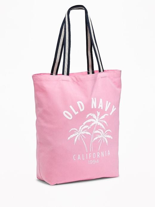 Old Navy Womens Logo-graphic Canvas Tote For Women Pink Palm Trees Size One Size