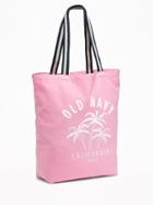 Old Navy Womens Logo-graphic Canvas Tote For Women Pink Palm Trees Size One Size