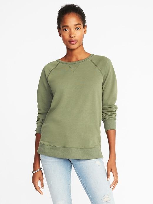 Old Navy Womens Relaxed French Terry Sweatshirt For Women Olive Through This Size M