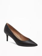 Old Navy Faux Leather Mid Heel Pumps For Women - Blackjack
