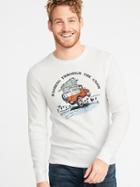 Old Navy Mens Graphic Thermal-knit Tee For Men Dashing Through The Snow Size S