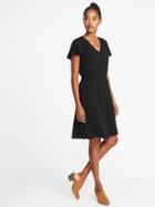 Old Navy Womens Waist-defined V-neck Dress For Women Blackjack Size S