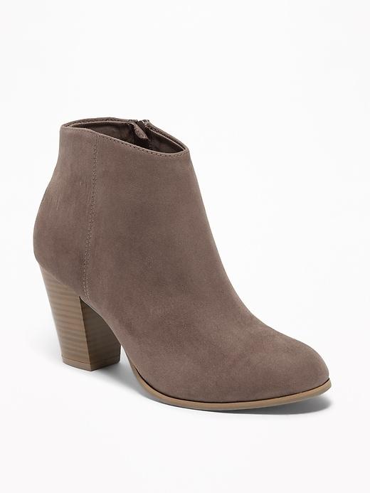Old Navy Womens Sueded Block-heel Booties For Women Dark Taupe Size 7