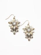 Old Navy Womens Beaded-crystal Flower Drop Earrings For Women New Taupe Size One Size