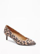 Old Navy Sueded Mid Heel Pumps For Women - Leopard