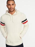 Old Navy Mens Built-in Flex Sleeve-stripe Sweater Hoodie For Men Cream Size Xxl