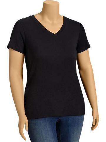 Old Navy Old Navy Womens Plus Perfect V Neck Tees - Black Jack