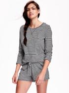 Old Navy 2 Piece Knit Shirt And Shorts Set Size L - Charcoal Stripe