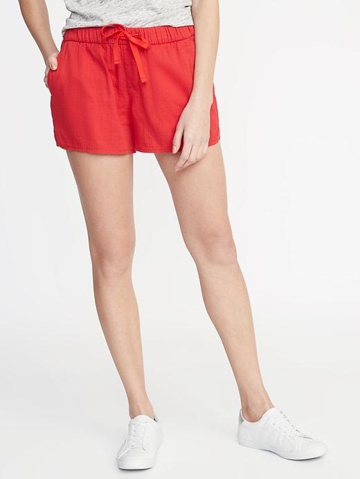 Mid-rise Twill Pull-on Shorts For Women - 4-inch Inseam