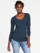 Old Navy Semi Fitted Rib Knit Henley For Women - Fir Ever