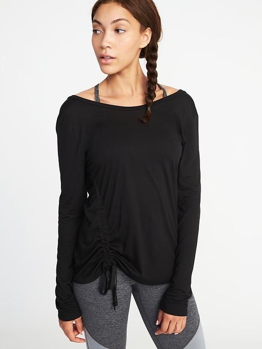 Old Navy Womens Relaxed Side-tie Performance Top For Women Blackjack Size M