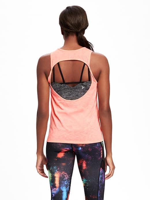 Old Navy Go Dry Open Back Training Tank For Women - Melon Shock Neon