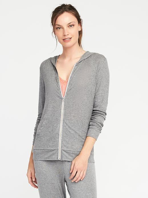 Old Navy Womens Lightweight Jersey Zip Hoodie For Women Heather Grey Size S
