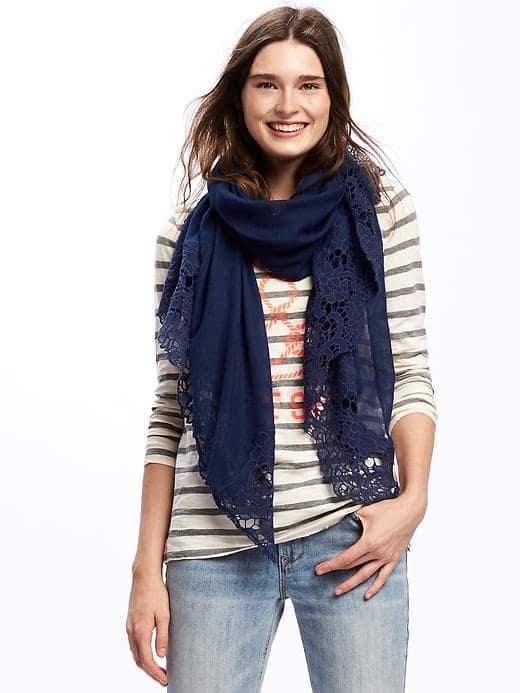 Old Navy Gauze Crochet Lace Scarf For Women - Night Flight